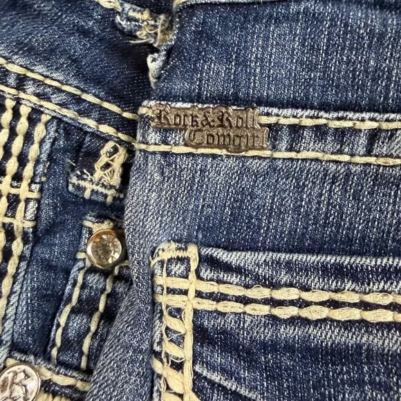 VTG Rock and Roll Cowgirl Riding Jeans 30x36 Measure 34x30 Medium Wash Bootcut - Picture 7 of 8